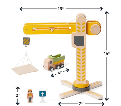 Piece Crane Command Fleet with 8 Wooden Vehicles